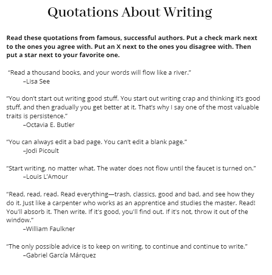 Quotations about Writing - 2